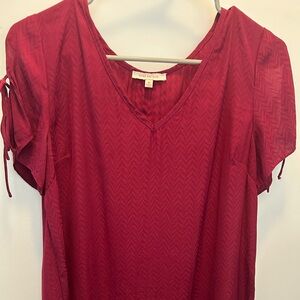 Skies Are Blue Burgundy V-Neck Blouse